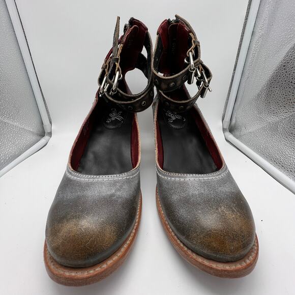 Freebird by Steven Candella Gray Brown Multi Booties Shoes Heel Women's Size 12 - Picture 5 of 11